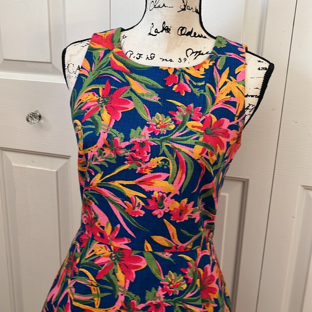 J Crew Tropical Floral Shift Dress Sz 0 - Picture 3 of 9